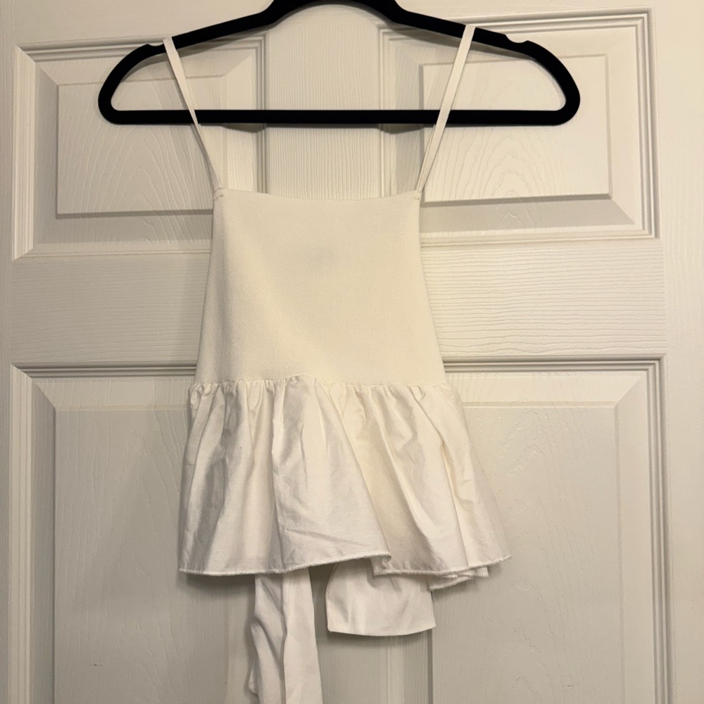 White Ruffled Peplum Top